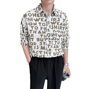 2025春季新款衬衫 男士夏季七分袖衬衫印花棉质上衣男901-C39P58图片