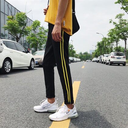 早秋宽松裤子男潮休闲裤小脚修身男士运动裤哈伦裤618/P45图片