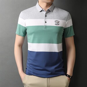 夏季新款男士翻领短袖t恤中年有领男装上衣服休闲POLO衫图片