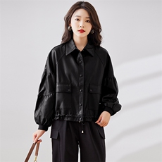 2023年皮衣外套女2023新款短款春秋港风复古宽松pu机车小皮夹克款，女装皮衣，潮流依族