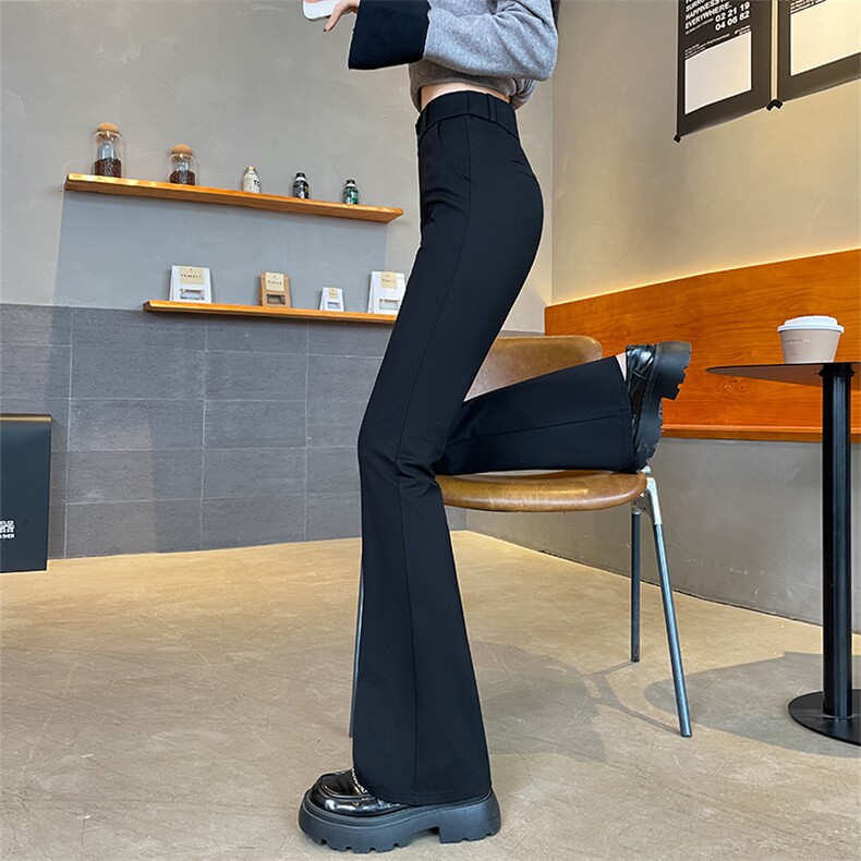 黑色西装喇叭裤女秋冬2025新款高腰垂感显瘦修身休闲微喇裤,女装休闲裤,云美莎专业女裤-全店现货
