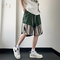 休闲短裤男韩版潮流字母印花拼色高街2026夏季ins五分裤K4042-P29，男装牛仔裤，星座412