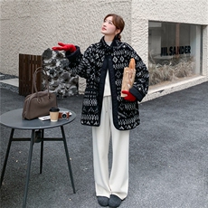 花纹毛呢面料棉衣大衣2C167-897-P195-K289，女装棉衣/棉服，2C167