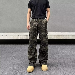 2026春季迷彩休闲裤男女韩版潮流口袋拉链个性工装长裤 NZ066-P50图片