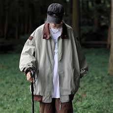 春秋款设计感拼接立领夹克男生衣服宽松学生休闲工装外套YT88，男装夹克，星座1116A-1（原606A）
