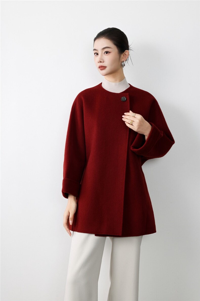 2025年秋季一粒扣韩版双面呢大休闲/淑女，女装双面呢大衣，亿美羊绒