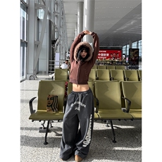 B3139-P58美式复古侧边字母印花抽绳阔腿卫裤男女宽松，男装休闲裤，电商B323A