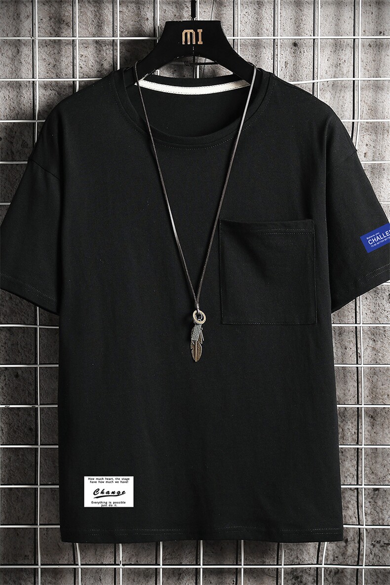 DX24062-P25大口袋百搭短袖t恤男大码半袖体恤上衣服,男装T恤,电商A040A