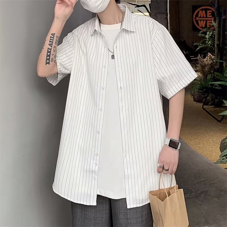 日系标准潮流五分袖时尚气质百搭衬衫文艺夏季新款男CS585P33,男装衬衫,星座410-2