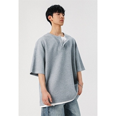 2025夏季新款港风无影墙大码华夫格短袖T恤M-5XHT25294-特P20，男装T恤，电商A022