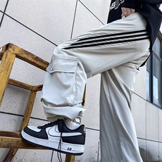 高街速干条纹工装裤男女美式设计感口袋直筒休闲运动裤M5422-P40，男装工装外套，星座1008-1
