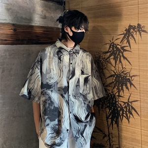特批P25无差价夏季风透气凉感时尚冰丝大码短袖衬衫男士CD892