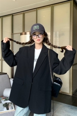黑色高级感西装外套女2024春秋新款韩系气质oversiz宽松休闲西服，女装西装，2C125