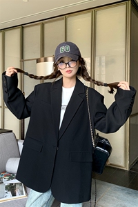 黑色高级感西装外套女2024春秋新款韩系气质oversiz宽松休闲西服图片