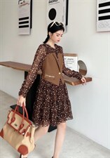 春装新款韩版假两件连衣裙，女装连衣裙，蕃米莉