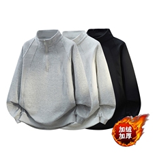 BOYUE帛跃美式休闲半高拉链加绒卫衣廓形百搭痞帅简约中性风男女，男装卫衣，星座506A