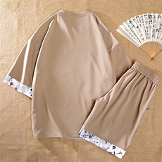 新中式风两件套夏季新中式禅意短袖t恤男套装A436-D220-P52，男装休闲套装，电商A436