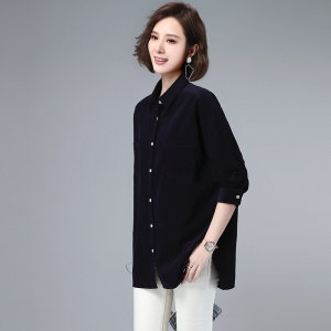 长期大货现货，女子2021新款灯芯绒细条衬衫女，女装衬衫，涵誉