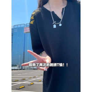 XZ809A/FFF03/特P24/控48 美式V领坎肩万针绣花T恤图片