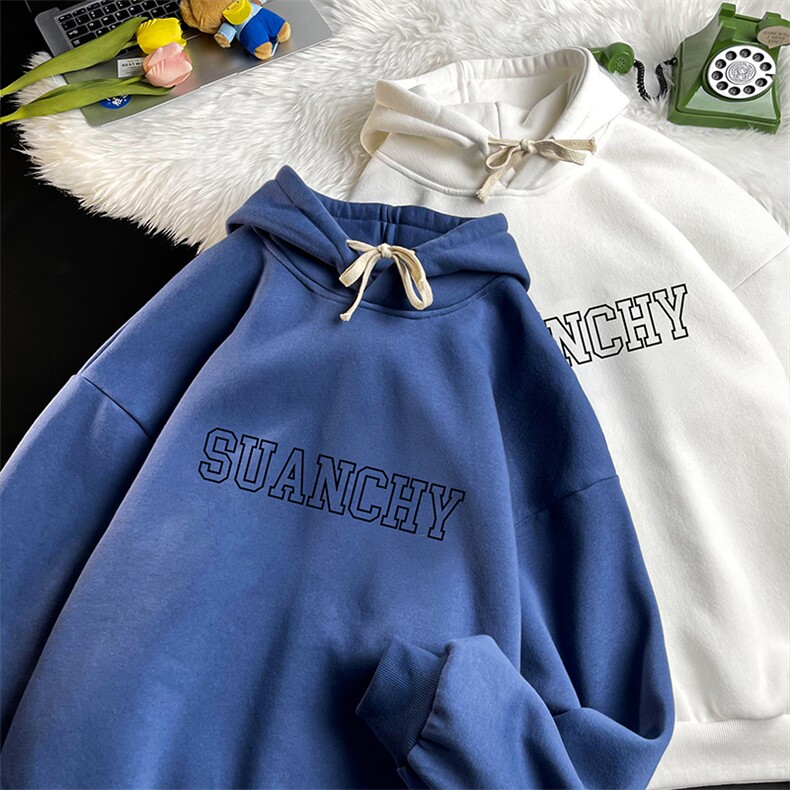 WY2229-P35加绒款-P40纯棉连帽卫衣男大码运动帽衫宽松薄,男装卫衣,电商A040