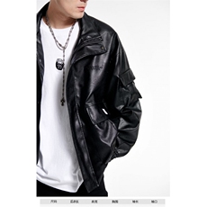 美式复古重磅高级感机车皮衣夹克外套男女潮牌飞行服Y1017P83网图，男装皮衣，电商B245