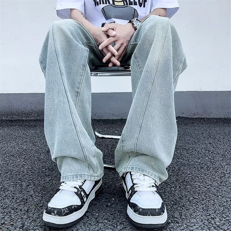 青春流行ins男直筒水洗牛仔裤P45,男装牛仔裤,星座1116-2