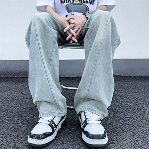 青春流行ins男直筒水洗牛仔裤 P45图片