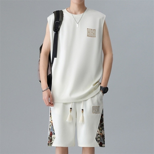 男士短裤两件套夏季薄款背心休闲运动套装男刺绣A266-TZ1158-P46图片
