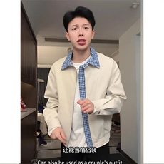 美式假两件格子拼接夹克男款秋季哈灵顿短款外套上衣JK901，男装夹克，星座516A