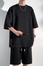 2024夏季新款港风光影墙大码肌理感T恤套装M-5XHQ24425-P60，男装T恤，电商A022