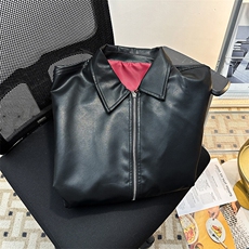 美式复古翻领皮衣外套男设计感拉链pu皮机车服夹克潮JK08568-P73，男装夹克，星座308B-1