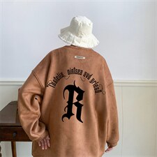 ！22秋季新款宽松大码港风R麂皮绒圆领卫衣JW1973-p50控68，男装卫衣，星座508（原C305）