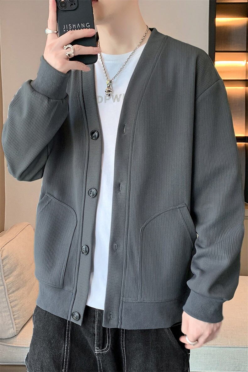潮流宽松毛衣百搭休闲针织开衫外套KS2350-P45加绒55,男装针织衫/毛衣,电商A161