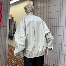 Wt8531-P65美式复古接车拉链皮衣外套，男装夹克，星座1501-1