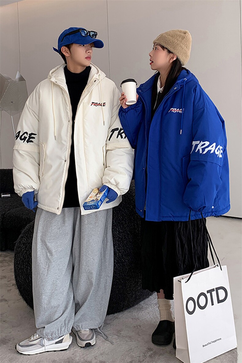 连帽棉衣男女拼接袖字母棉袄棉服冬装外套3360-P70控108,男装棉衣,星座207