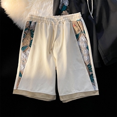 1港风大码M-5XL日系刺绣民族风潮五分裤短裤男DK7791P45控59，男装牛仔裤，星座226-2