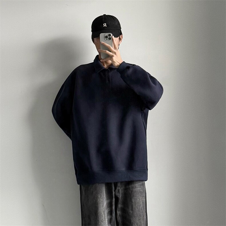 抖音得物高品质二开 25秋冬美式高街结构设计POLO翻领卫衣外套W77图片