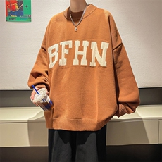 新款宽松大码港风胶带半高领毛衣圆领针织衫MY5630-P50，男装针织衫/毛衣，星座308B-1