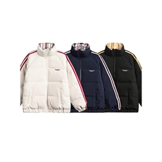 9901-P70美式短款撞色格子棉服男款冬季三条杠立领外套加厚，男装棉衣，电商B323A