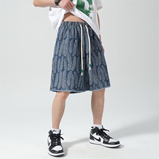 牛仔短裤男韩版潮流高街帅气提花2023夏季新款ins五分裤RK576-P40，男装牛仔裤，星座412-3