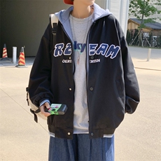 假两件连帽外套男韩版时尚休闲夹克秋ins港风宽松上衣W1551-P60，男装夹克，星座512-2