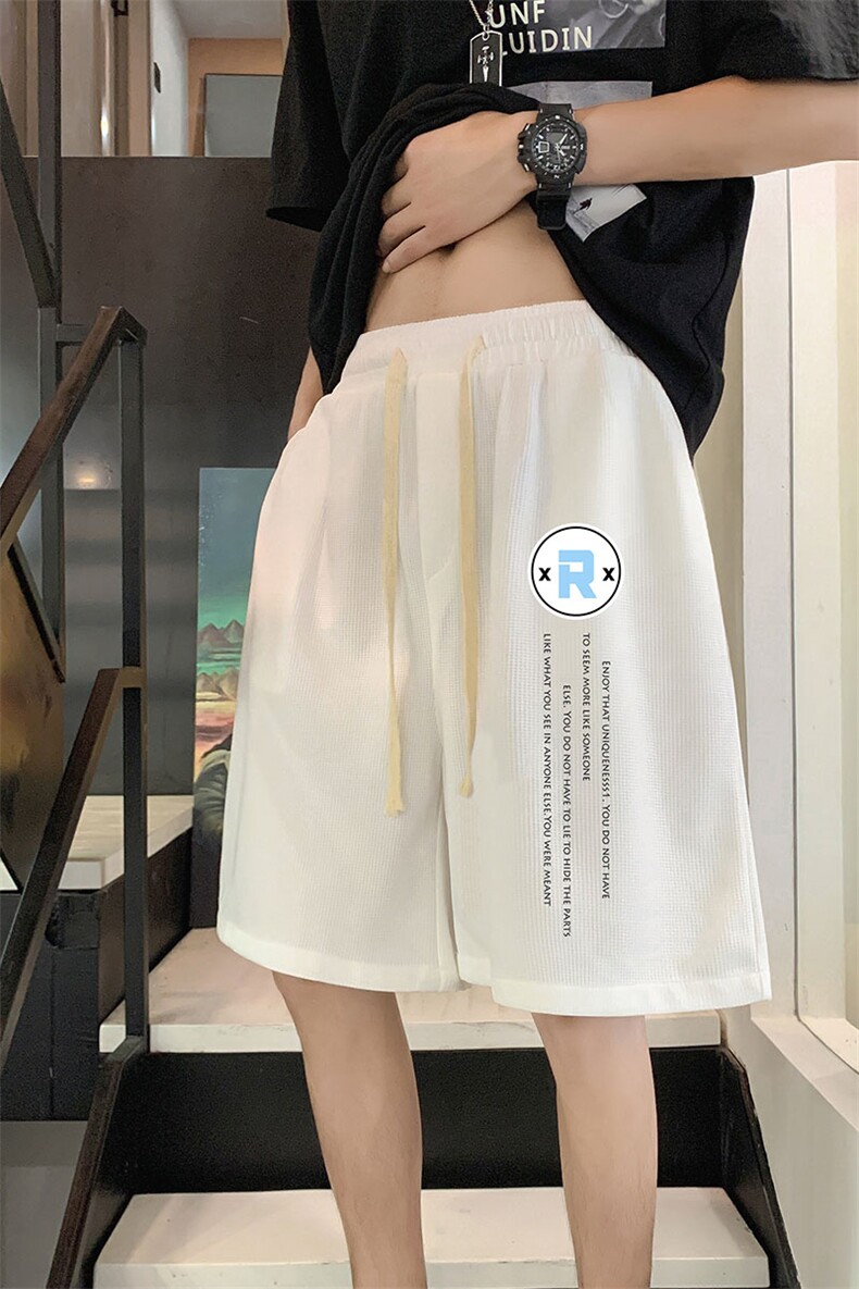 HD74168-P22华夫格短裤男大码宽松五分裤男直筒中裤,男装休闲裤,电商A040