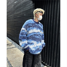 美式秋冬新款慵懒风复古仿貂毛圆领毛衣男针织衫，男装针织衫/毛衣，星座716-4
