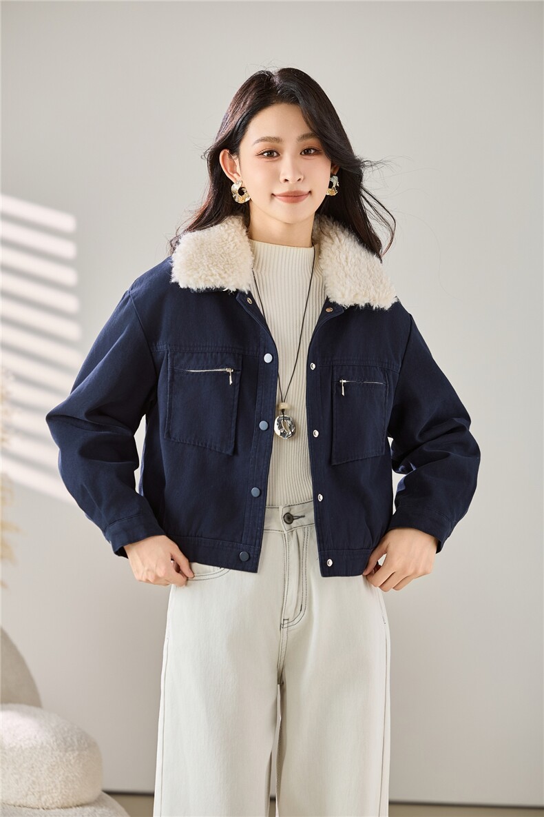 2025秋冬装新款加绒加厚短款外套,女装棉衣/棉服,梦芯尔