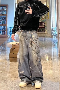 【套图1】903-AK91-特P70【98】S-3XL  印花牛仔裤！2图片