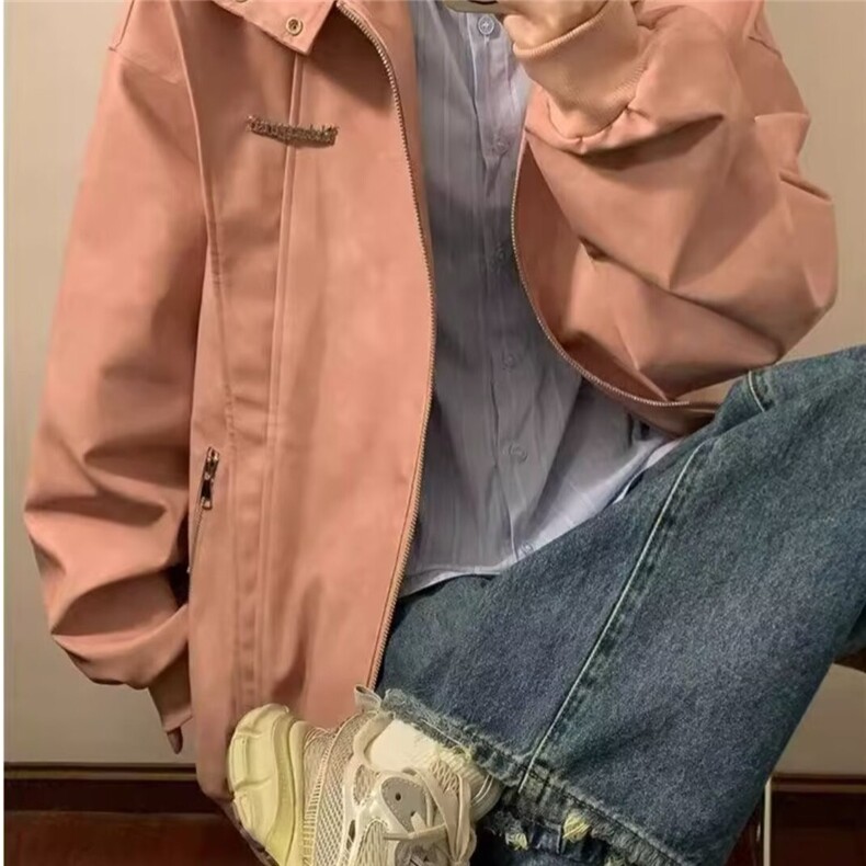扎染外套男女秋季水洗做旧高级感设计感美式复古休闲小众夹克外套,男装皮衣,星座506A