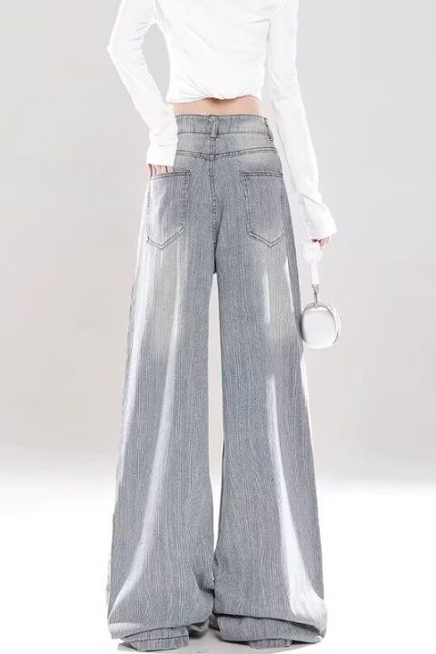 蝴蝶结刺绣直筒牛仔裤女2025新款小众宽松显瘦阔腿裤潮-网图,男装牛仔裤,星座302B-2