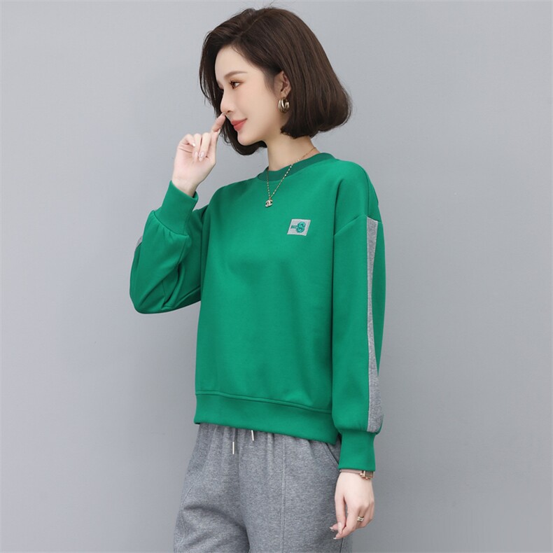 时尚撞色宽松卫衣女新款韩版百搭显瘦长袖上衣学生休闲外套潮,女装卫衣/绒衫,依恋蒂丝