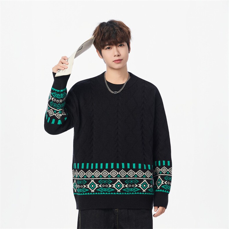 25712-特P50秋季时尚圆领毛衣外套男士针织衫菱格宽松内搭打底衫，男装T恤，电商D310B