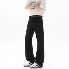 美式高街破洞牛仔裤男微喇高个子加长裤子190cm115直筒裤KZ054P60，男装牛仔裤，电商B312